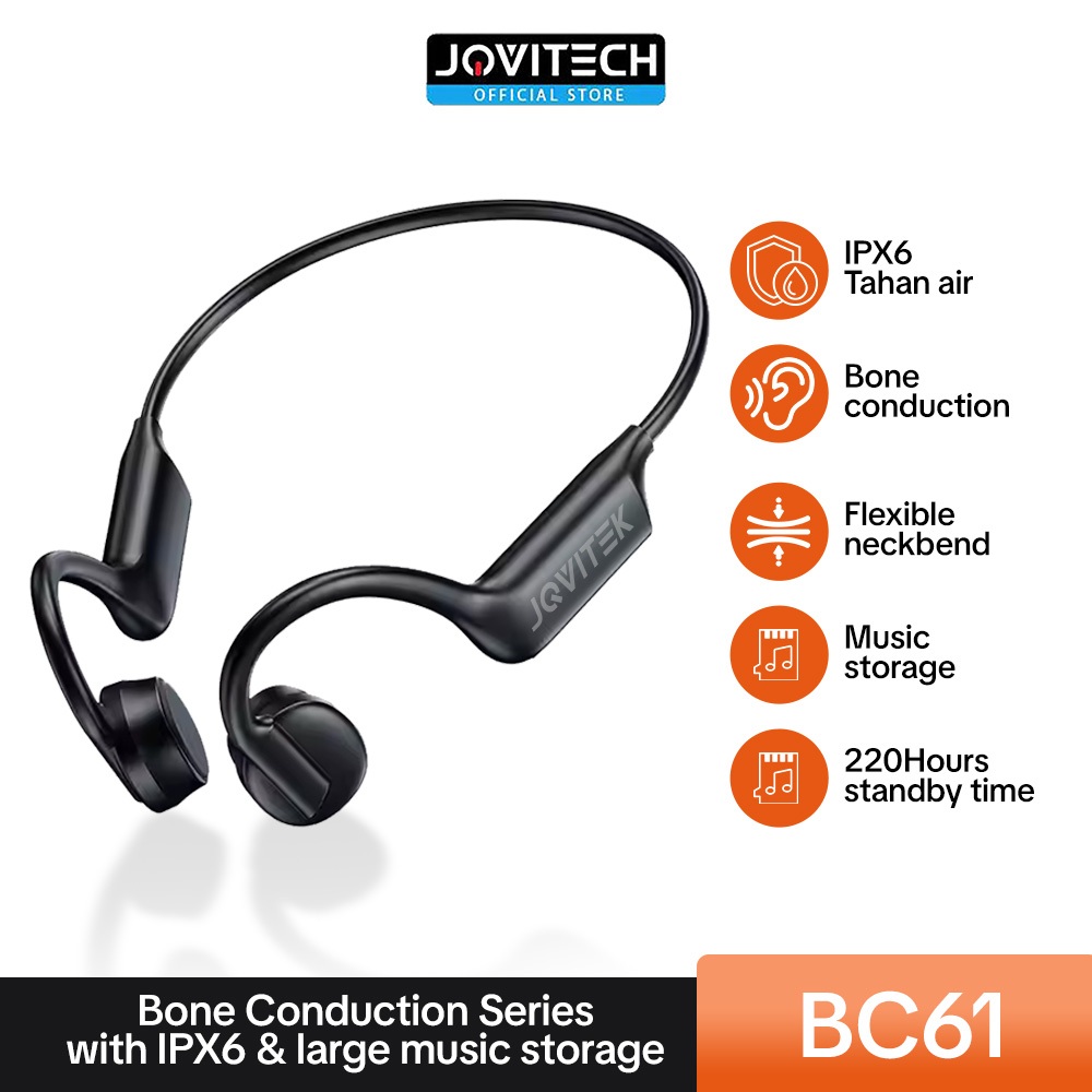Bellashoopingcom - JOVITECH BC61 Wireless Bone Conduction Earphone Open Ear Headset Waterproof IPX6