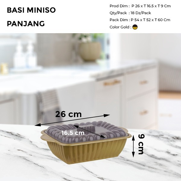 (GAS) BAKI MINISO BULAT & PANJANG / TEMPAT SAYUR PLASTIK / BASI SAYUR MINISO GOLD KECIL