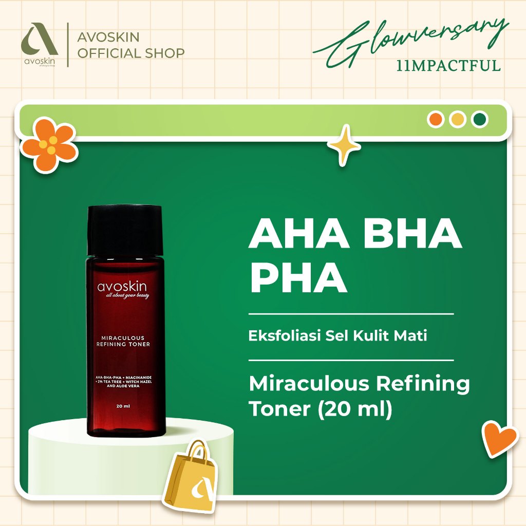 Travel Toner Avoskin Miraculous Refining 20ml-AHA BHA PHA-Eksfoliasi Kulit Wajah