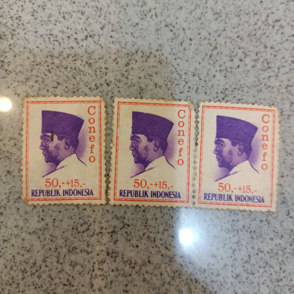 Perangko Indonesia used Presiden Sukarno Soekarno 50+15 sen