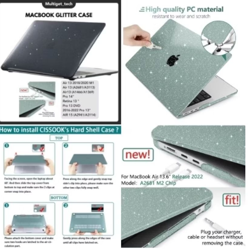Macbook case Glitter preloved sekali pakai saja