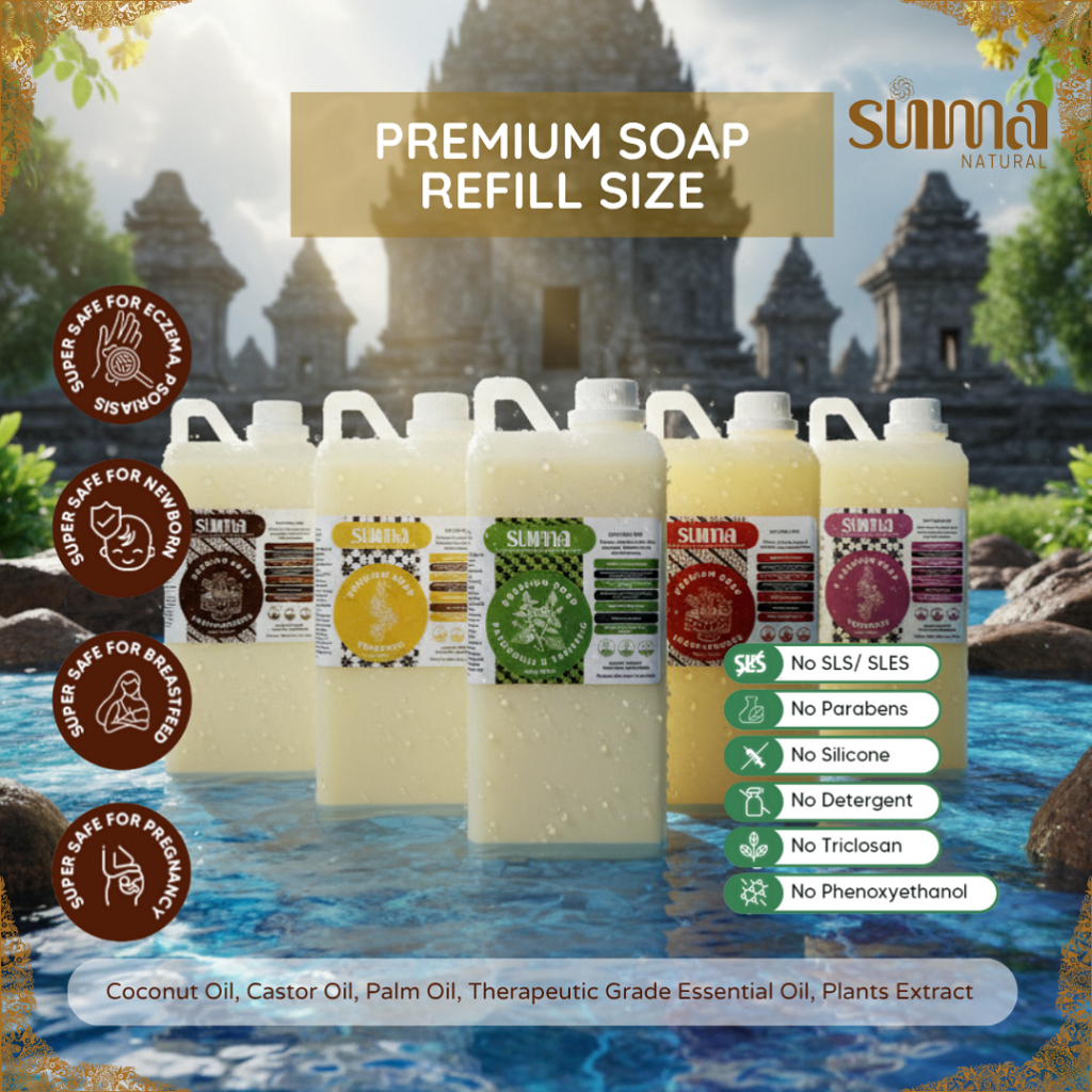 Suma Natural Premium Soap & Shampoo Refill | No SLS, No Paraben, Kulit Sensitif, Eczema, Psoriasis