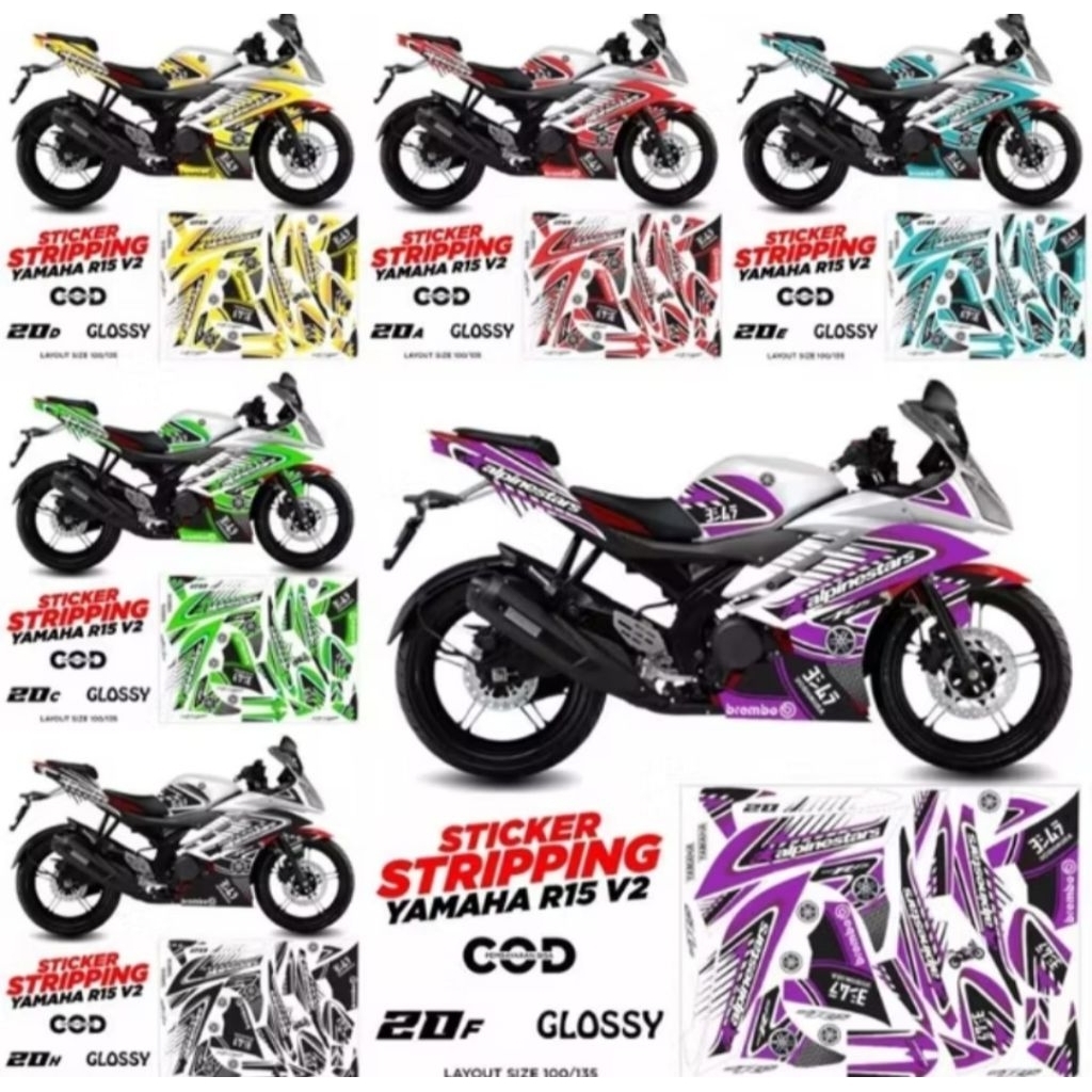 STRIPING STIKER VARIASY DECAL YAMAHA R 15 V2 SEMI FUL BODY R15 V2