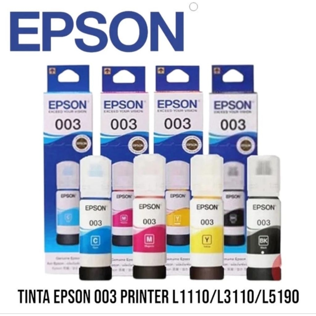 Paketan Tinta EPSON 003 ORIGINAL printer L1110 L3100 L3110 L3150 - Hitam