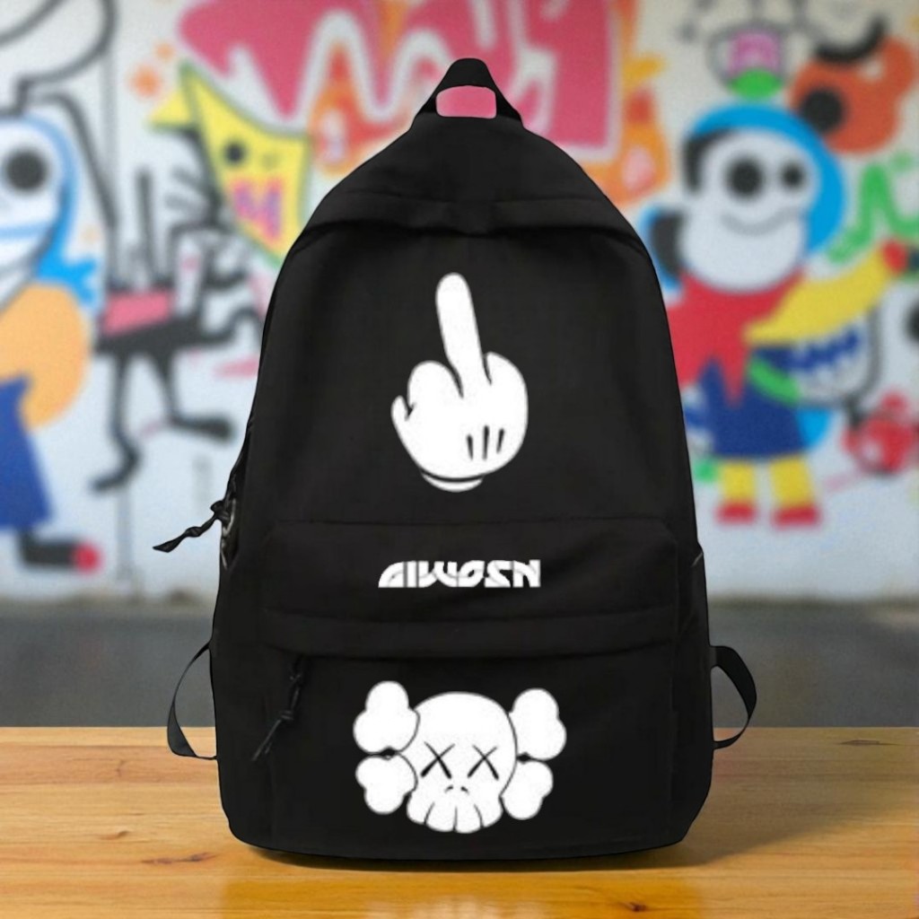 Tas Distro Pria Keren Motif Doodle Middle Kasual Anak Sekolah Keren tas Ransel SD SMP SMA