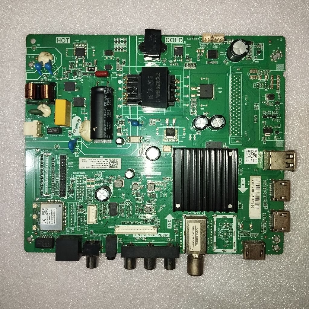 mainboard mobo mb modul motherboard mesin tv led polytron PLD43AG9953 PLD43AG9953ER tuner bawah