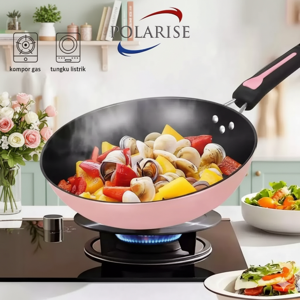 Panci Teflon 30cm Wajan Penggorengan Anti lengket Wok Pan / Teflon Jumbo Praktis