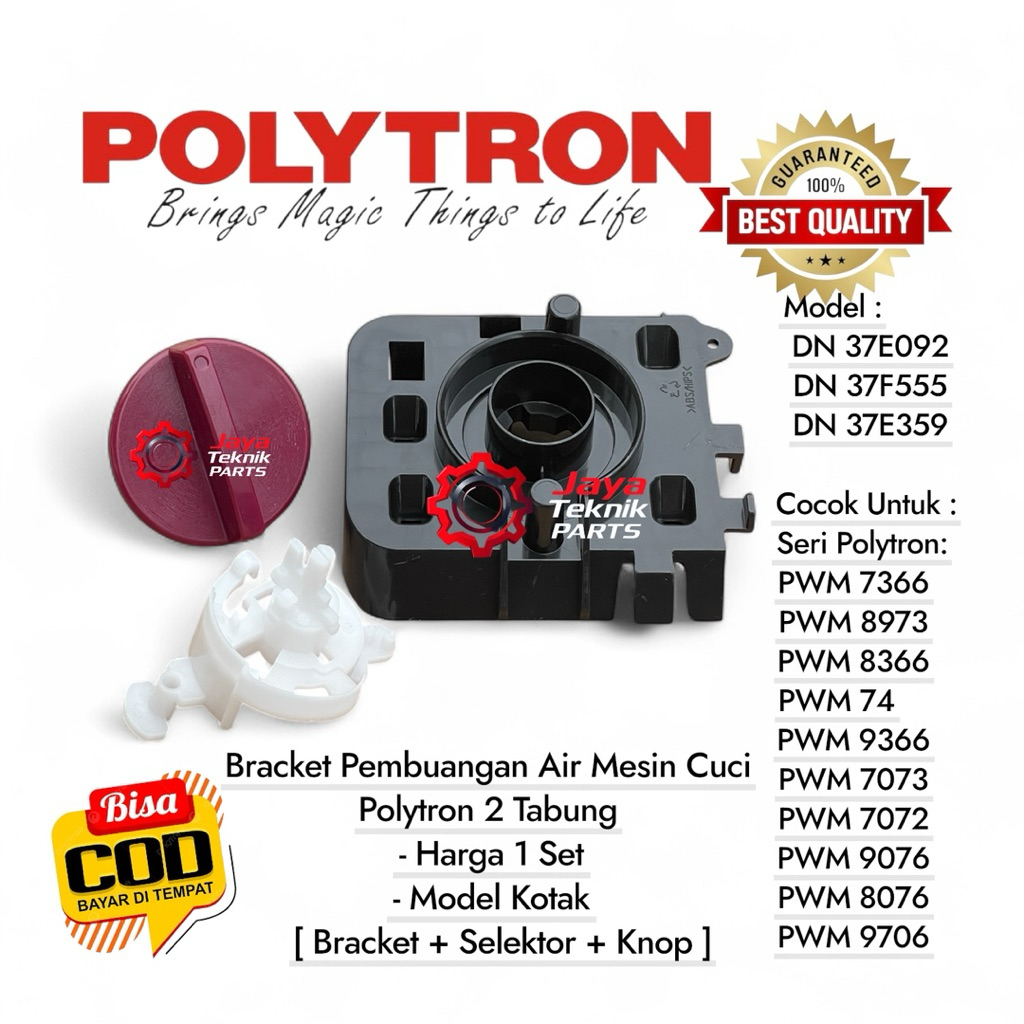 Set Bracket+ Selektor +Knop Merah - Braket Mesin Cuci Polytron Model KOTAK -DN37E359- Seri PWM 7366 