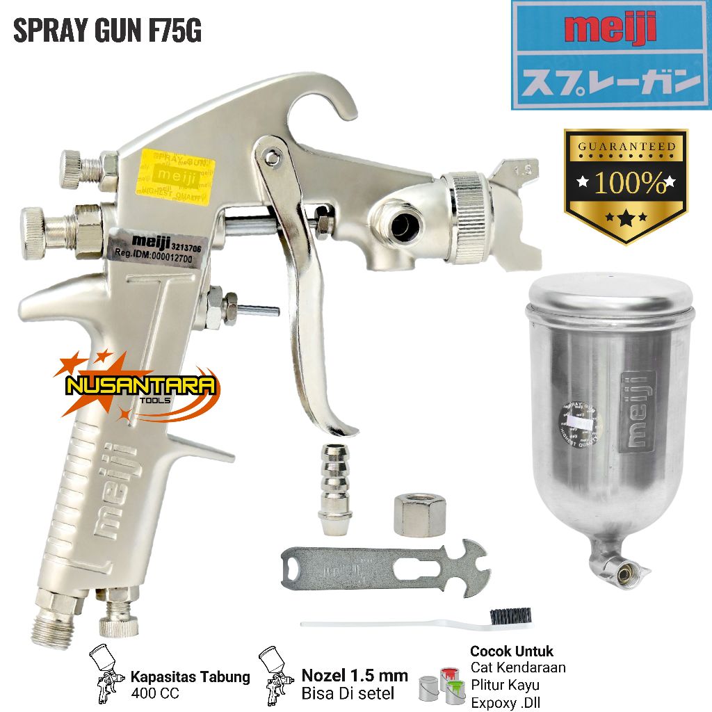 Meiji F75 Spray Gun Original | Alat Semprot Cat Profesional | Air Spray Gun F-75 Body Repair