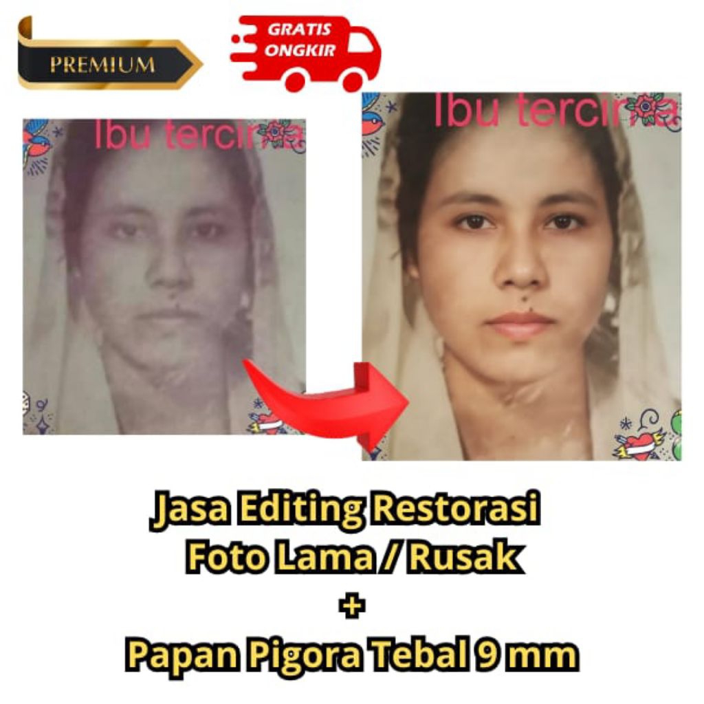 RESTORASI FOTO // CETAK FOTO LAMA PLUS BINGKAI PAPAN PREMIUM