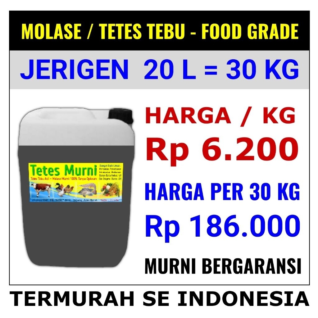 Harga Per 30 kg Molasses Food Grade | Tetes Tebu | Molases | Molase Asli Murni 100% Tanpa Oplosan - 