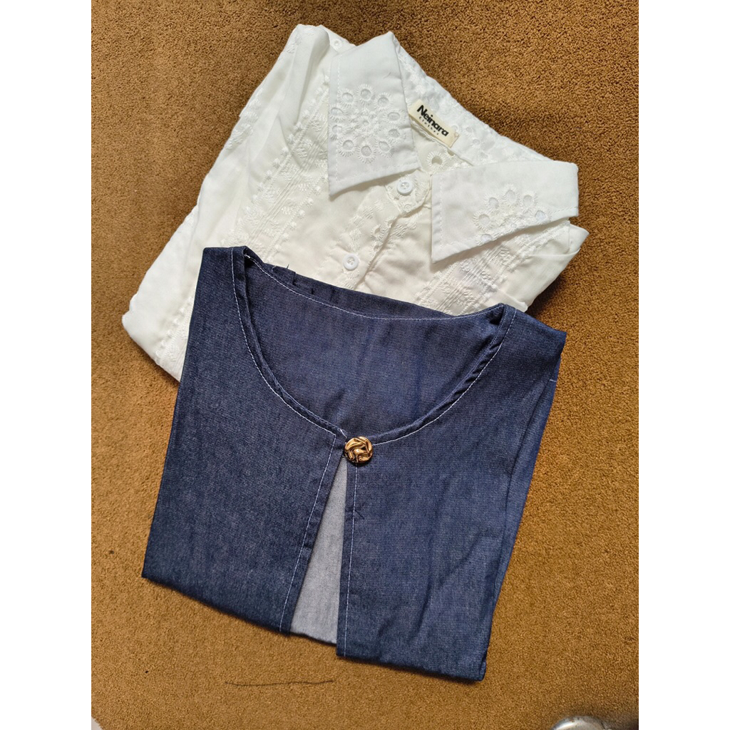Kemeja bordir & Vest | Kemeja vest denim