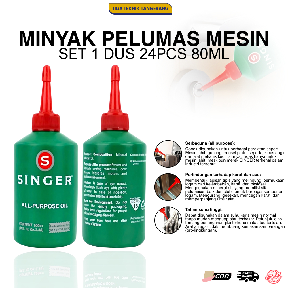 Paket 1 DUS Minyak Singer Mesin Jahit 80cc Singer Pelumas Mesin Jahit