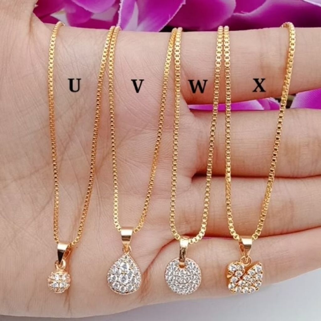 kalung xuping itali free liontin mata Putih permata lapis emas asli
