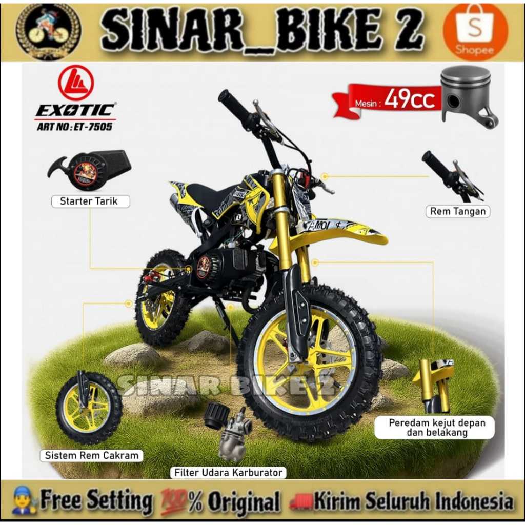 Motor Trail Anak EXOTIC ET 7505 Motor Trill Motor Cross 49 CC Bensin