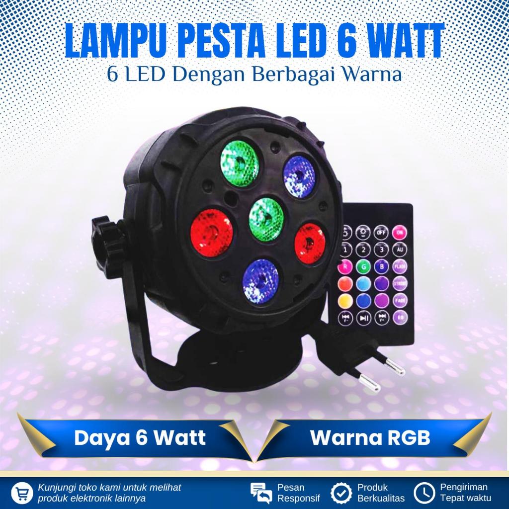 LAMPU SOROT DISCO LED 6 WATT RGB MITSUYAMA LAMPU PESTA WARNA WARNI LAMPU DISKO SOROT 6 LED RGB LAMPU