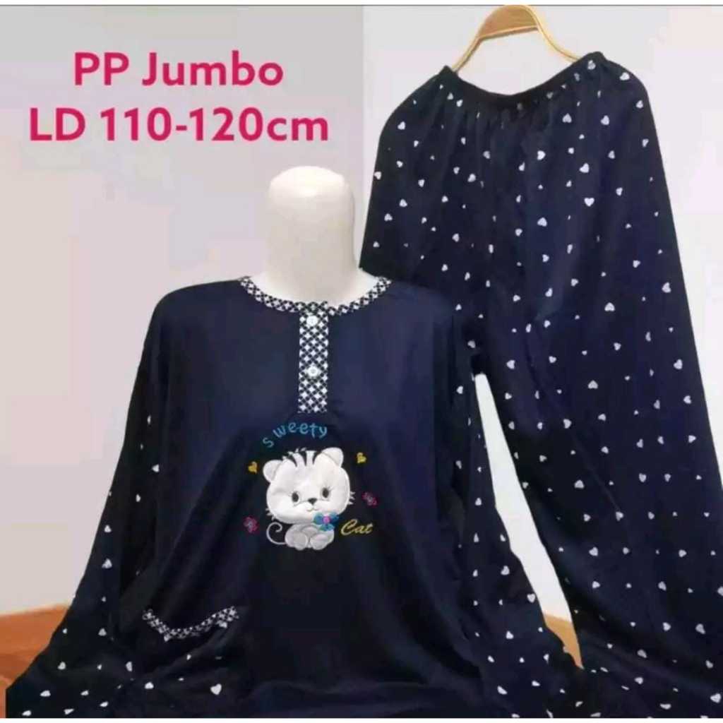 Setelan Baju Tidur Wanita Jumbo Bordir Adem Bebydoll PP Jumbo LD 120CM  Baju Tidur Wanita