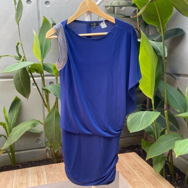 Dress Wanita Pesta Fancy One Shoulder Biru elektrik Pl