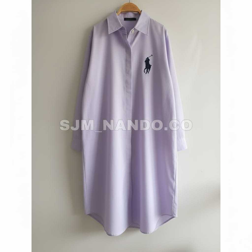 Grade Ori Mbo Long Tunik Polo** Wanita Lengan Panjang Bahan Katun Oxford Fit L Xl Xxl Sampai Xxl