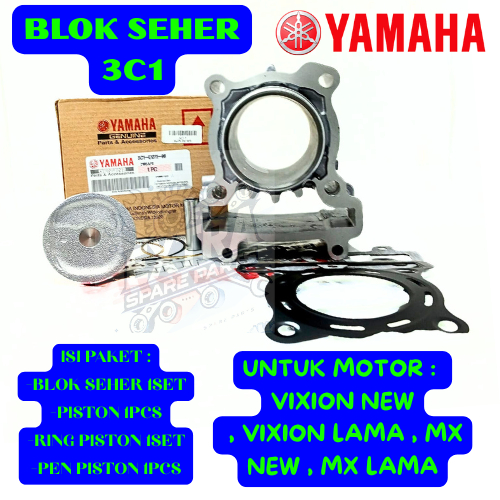 BLOK SEHER KODE(3C1-E1311-00) ASLI ORIGINAL YGP VIXION LED 150-OLD&MX NEW BLOK SEHER CILINDER ORI .