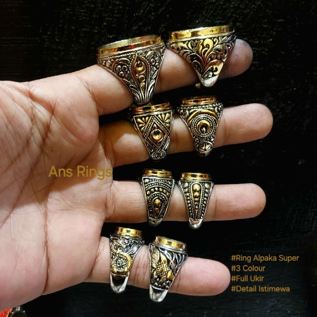 Ring / Emban Alpaka Kombinasi Gold + Hitam