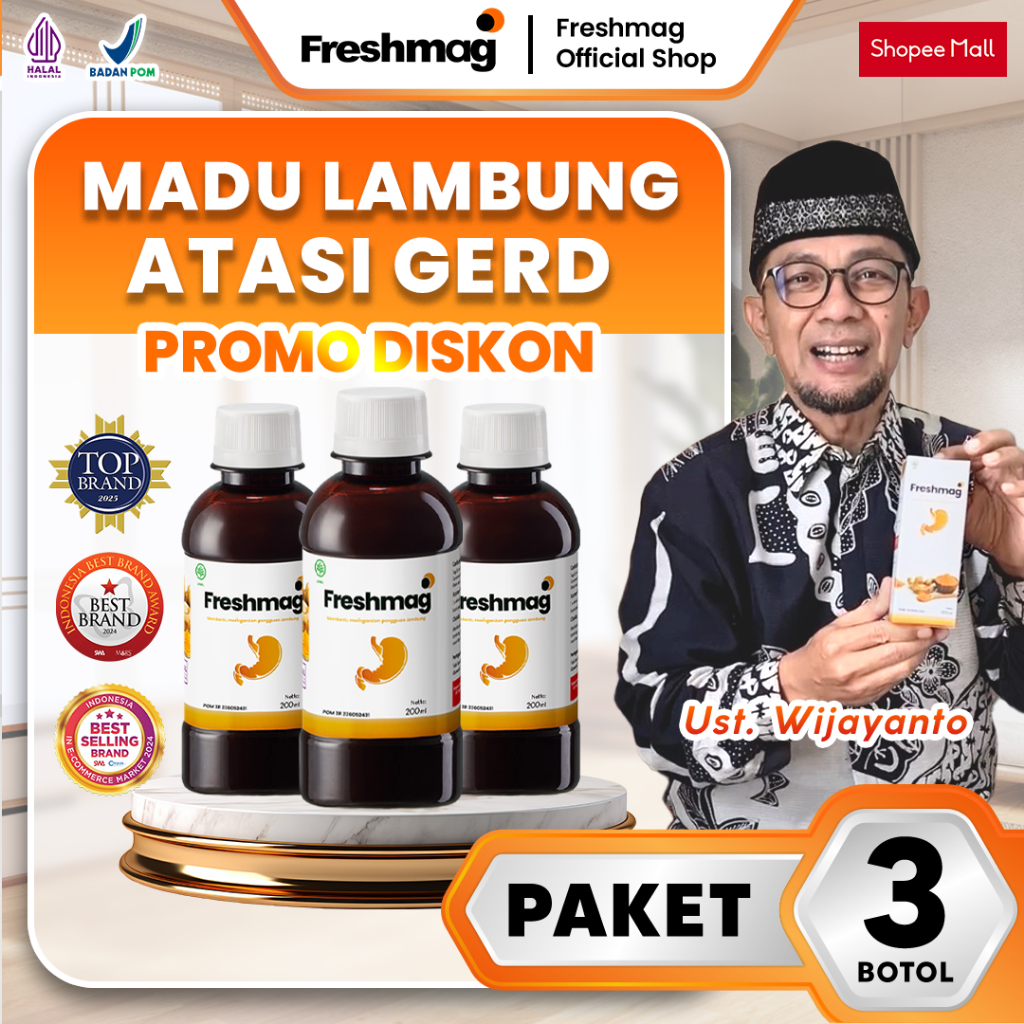 Madu Lambung Freshmag Paket 3 Botol - Obat Maag Solusi Sembuhkan Asam Lambung Maag Kronis dan GERD A