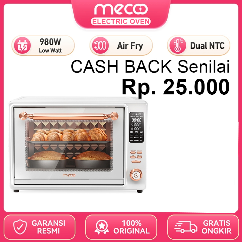 MECOO ELECTRIK OVEN BESAR KAPASITAS 38 LITER OVEN LISTRIK DIGITAL PREMIUM DENGAN SMART LED LOW WATT