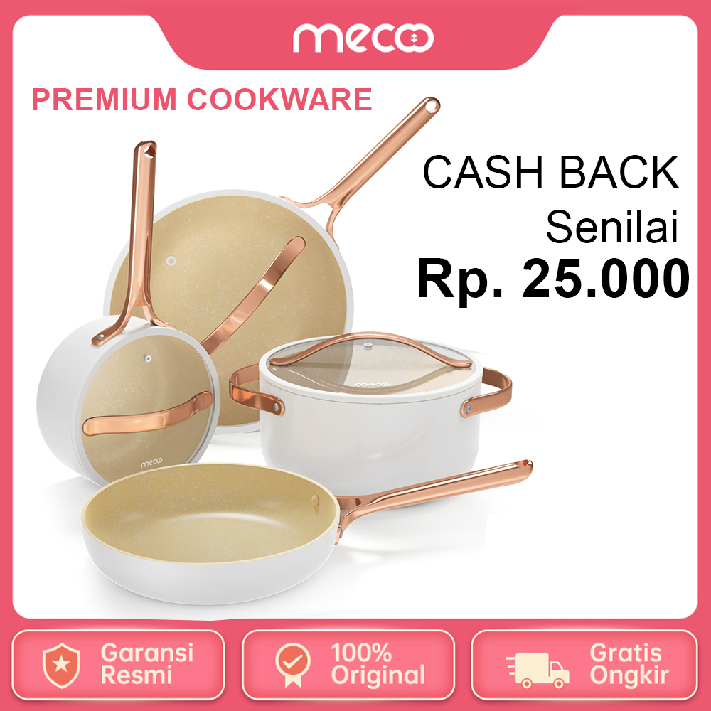 Mecoo Most Aesthetic Premium Non-stick Cookware 7 PCS Granit Anti Lengket / Mecoo Panci Set Premium 