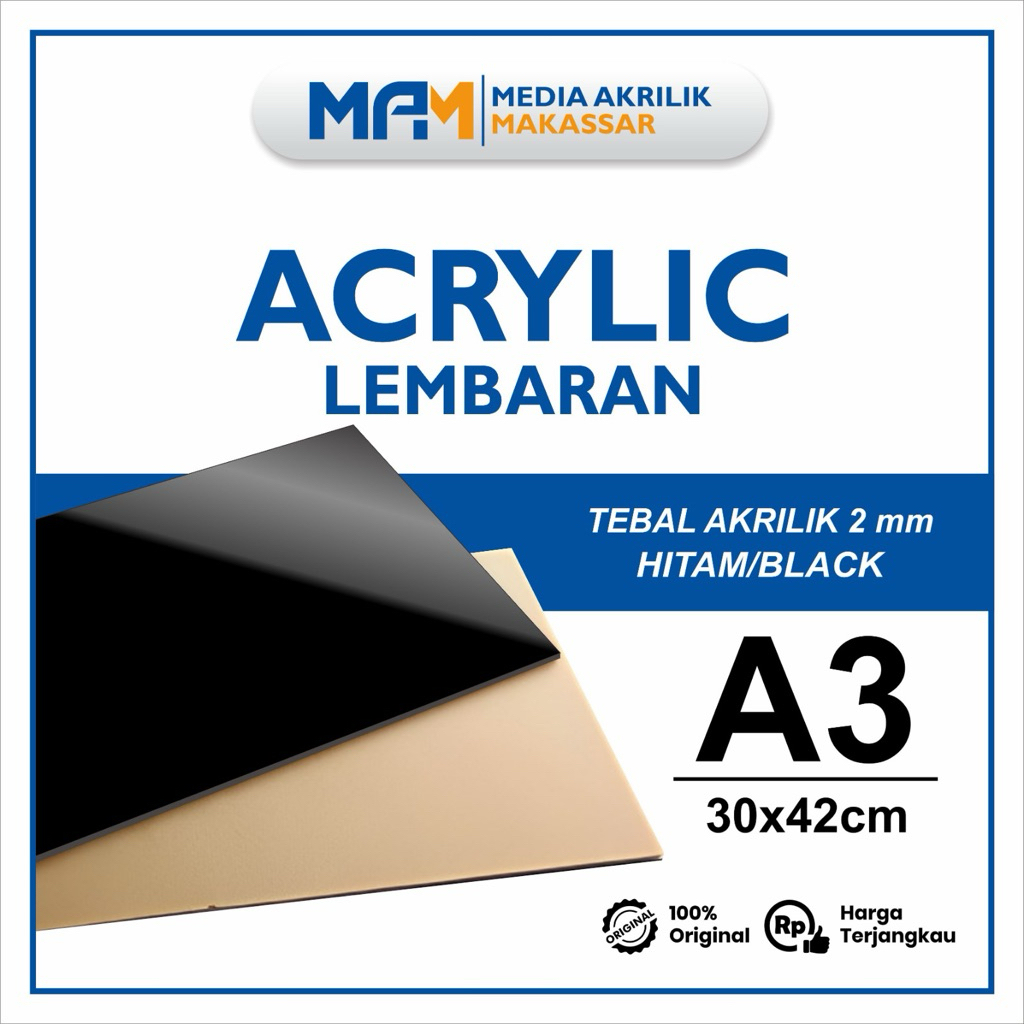 Akrilik Lembaran A3 HITAM 2mm / Akrilik Hitam