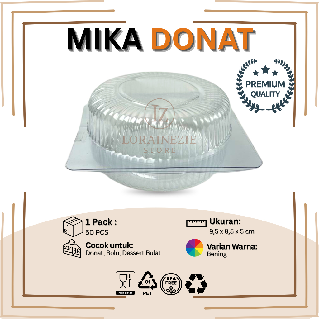 [50 PCS] Mika Donat Bulat / Tray Donat / Mika Bulat / Mika Kue Bolu / Tray Bening / Mika Makanan