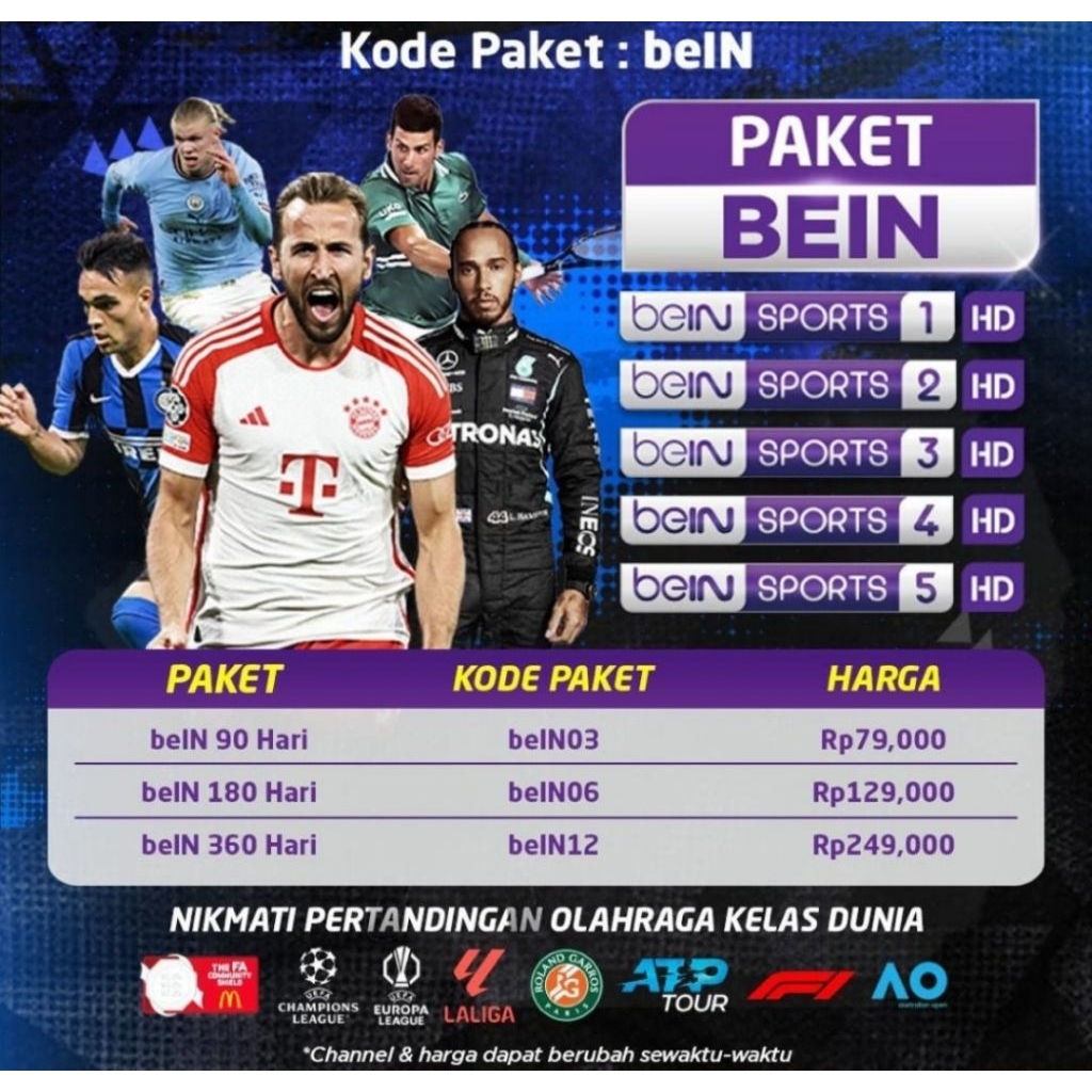 Voucher Paket BEIN SPORT K-Vision 30HARI Paket BEIN K-VISON GILA BOLA