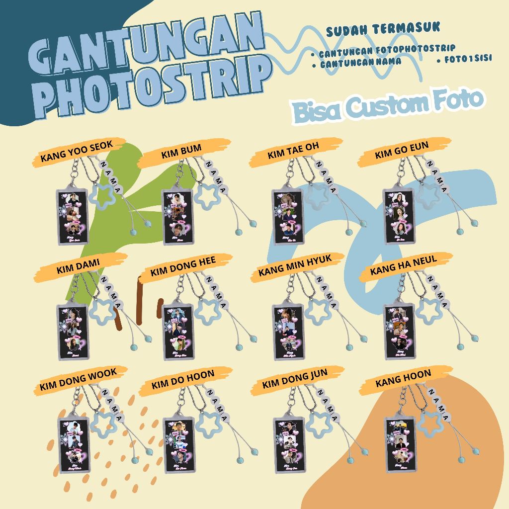 (BISA CUSTOM) GANTUNGAN KUNCI PHOTOSTRIP KPOP I DRAKOR I DRACIN I KANG HA NEUL I KANG HOON I KANG MI