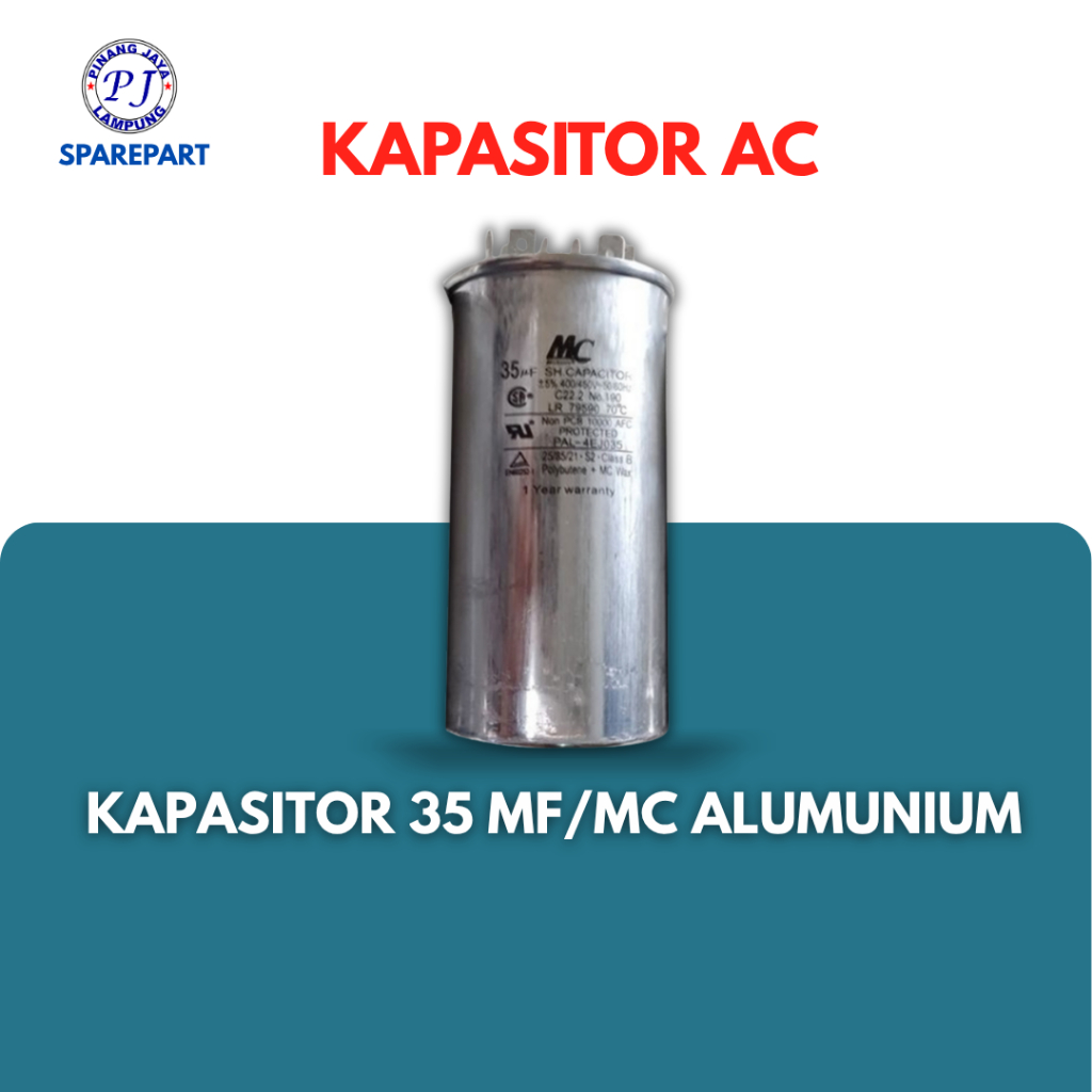 Kapasitor Capacitor MC 35uF 35 Mikro Farad Tabung Aluminium 400V 450V / Kapasitor 35 Mikro