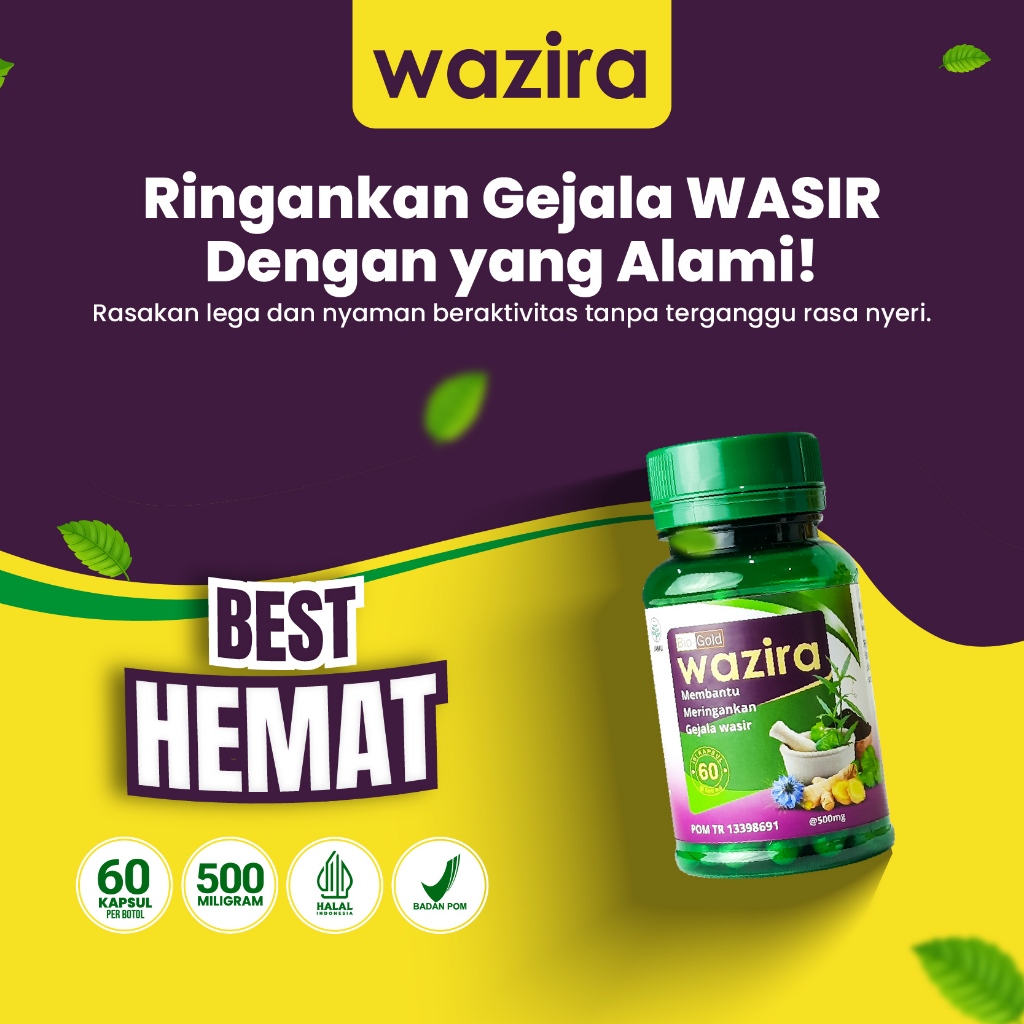 WAZIRA Obat Herbal Wasir Ambeien Isi 60 Kapsul Original BPOM