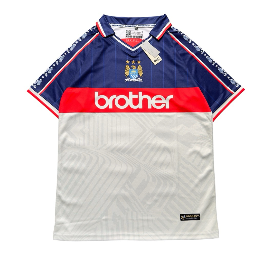 Jersey Bola Man City Vintage Full Tag Keren Pria Distro Baju Kerah Kaos Cowok Print Panjang Printing