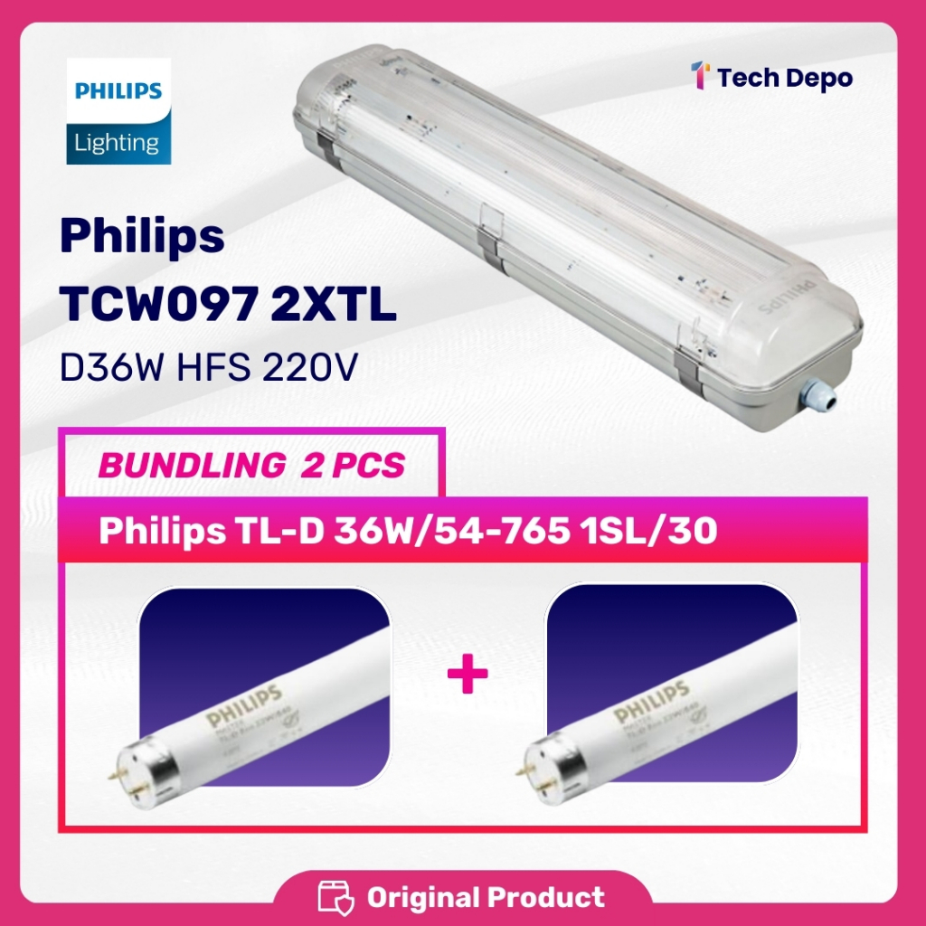 Paket Bundling Philips TCW097 2XTL D36W HFS 220V + Lampu TL-D 36W/54-765 1SL/30 (2pcs)