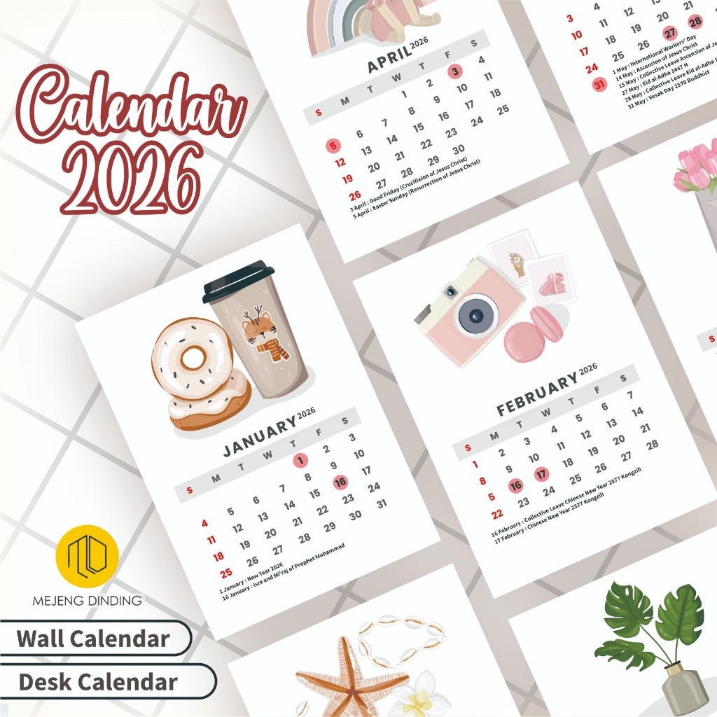 Kalender Aesthetic 2026 / Kalender 2026 Aesthetic Calendar 2026 / Desk Calendar 2026 / Kalender Meja