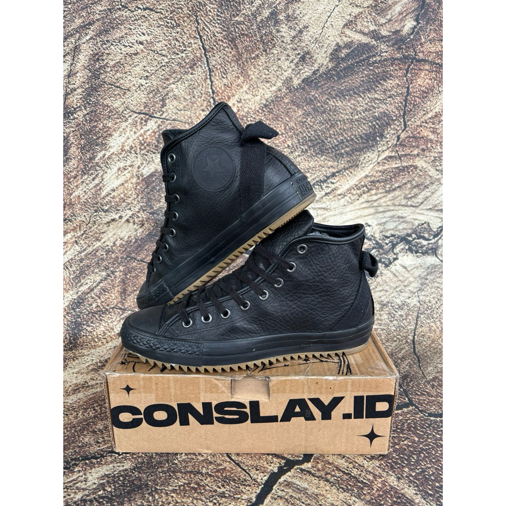 ( Size 41.5 Fit 42 ) Converse CT Hi Hiker Hollis Black Leather