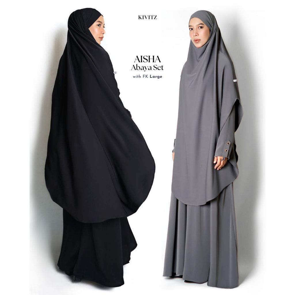 KIVITZ | AISHA ABAYA SET - with FK Large Grande Jumbo Baju Gamis Dress Muslimah Umroh Haji SET Syar'