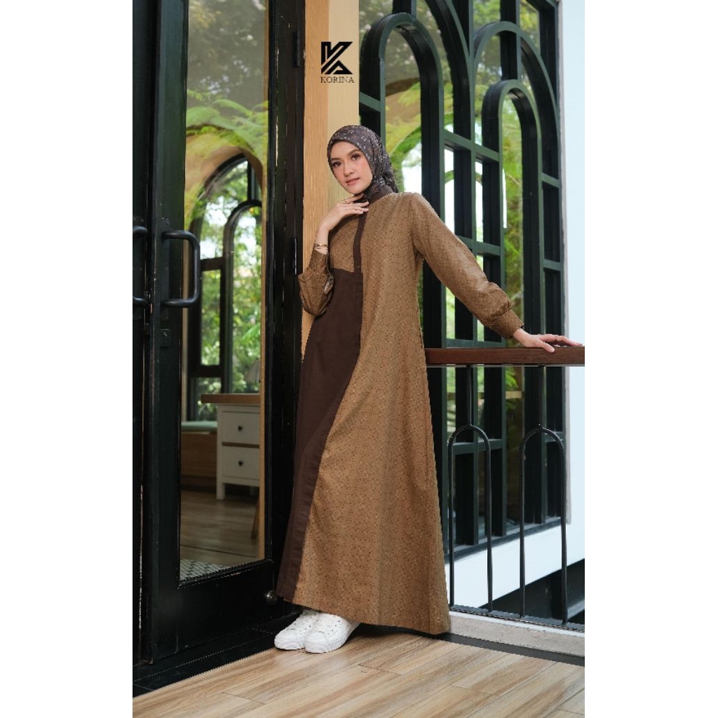 Erica Dress by Korina, gamis korina, gamis motif, gamis cantik