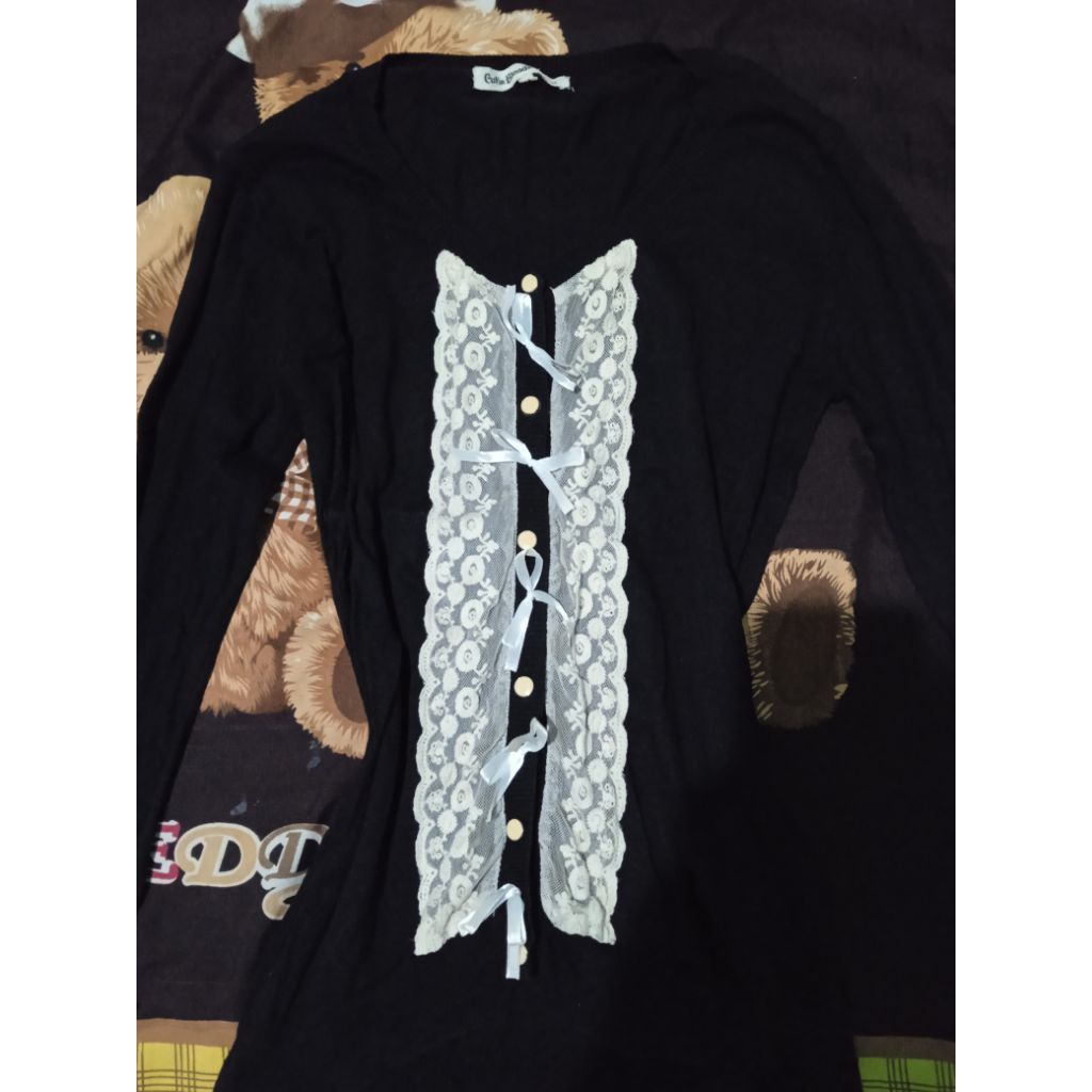 preloved milkmaid coquette ribbon lace top