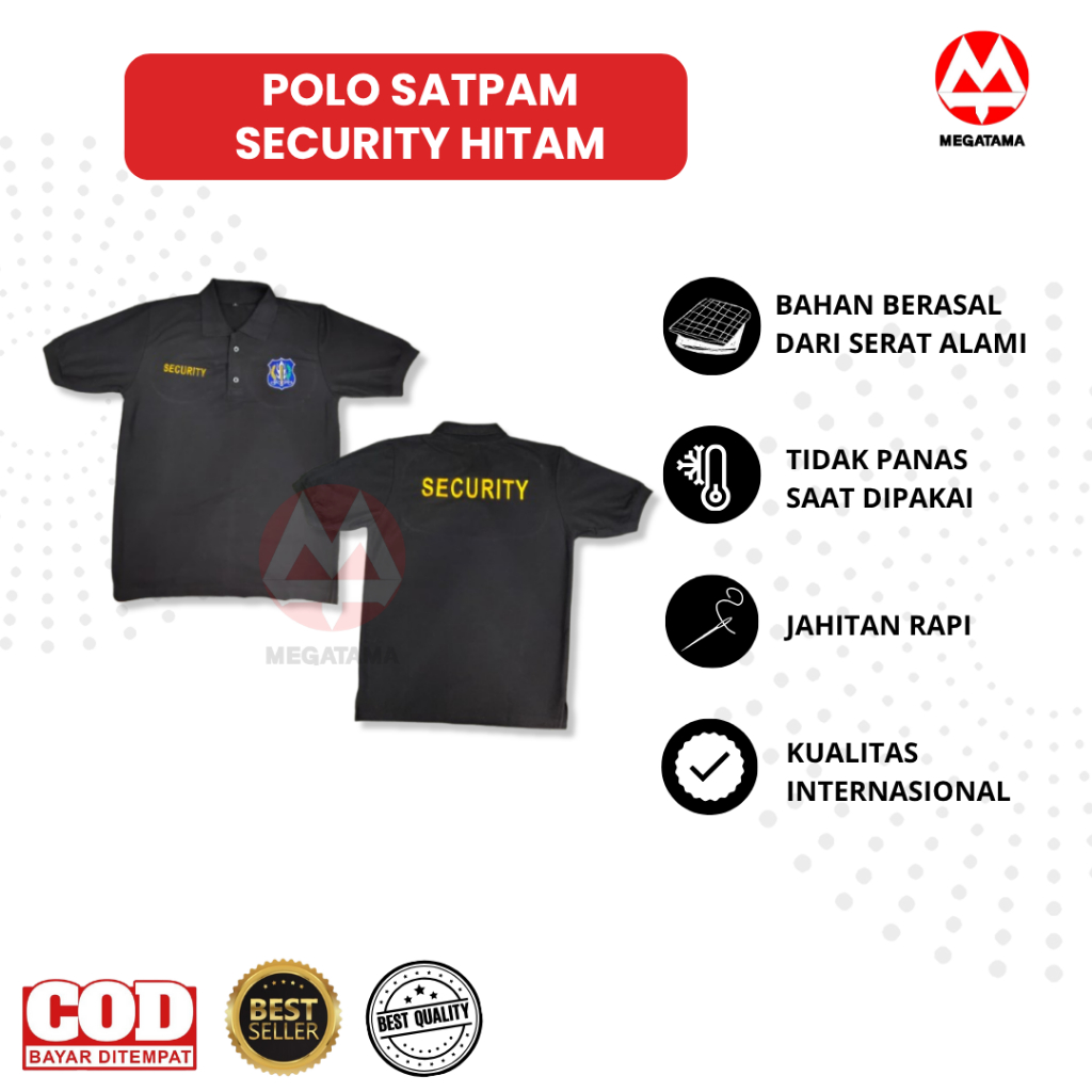 Baju Polo Satpam Security Hitam || Seragam Baju Polo Security || Polo Satpam || Polo Satpam Hitam