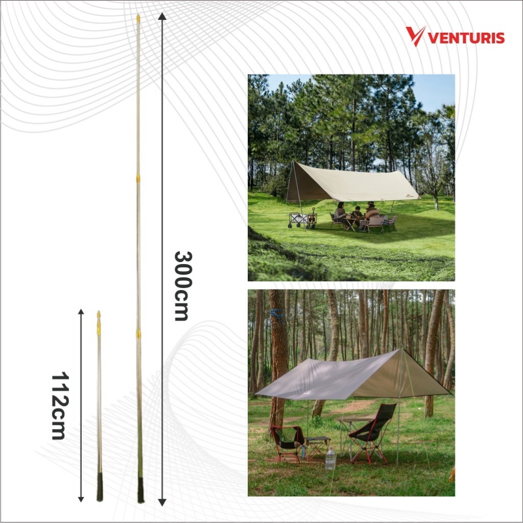 TIANG FLYSHEET VENTURIS ALUMUNIUM TELESKOPIK 2 SAMPAI 3 METER PENYANGGA FLYSHEET TENDA TIANG MULTIFU