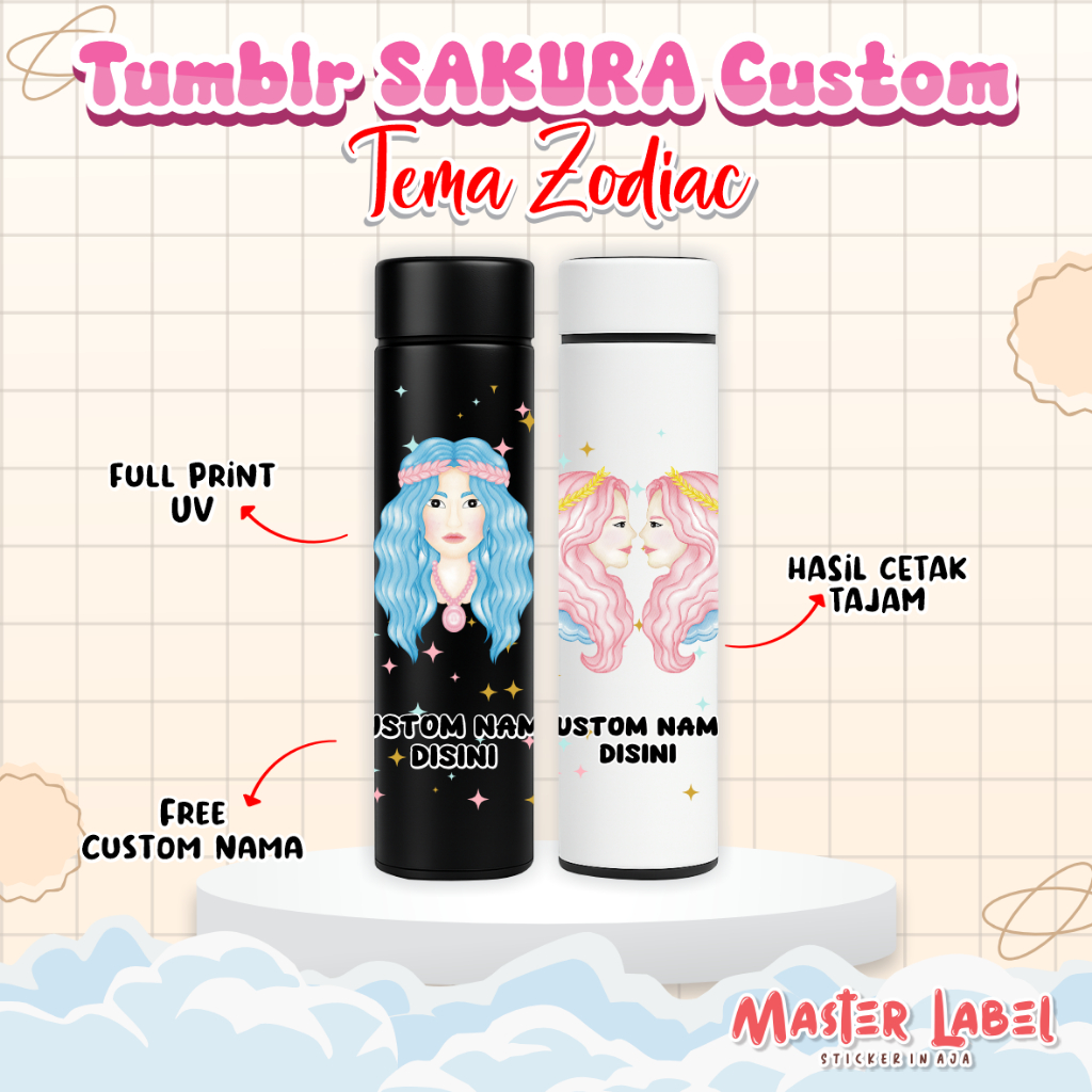 Tumbler Full Print Tema Zodiak Tumblr Custom Nama Tumblr Sakura Custom Tumblr Lucu
