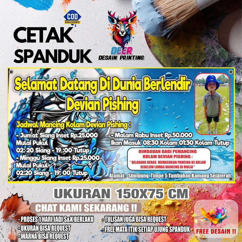 Cetak Spanduk Cetak Banner PEMANCINGAN IKAN Costom Desain