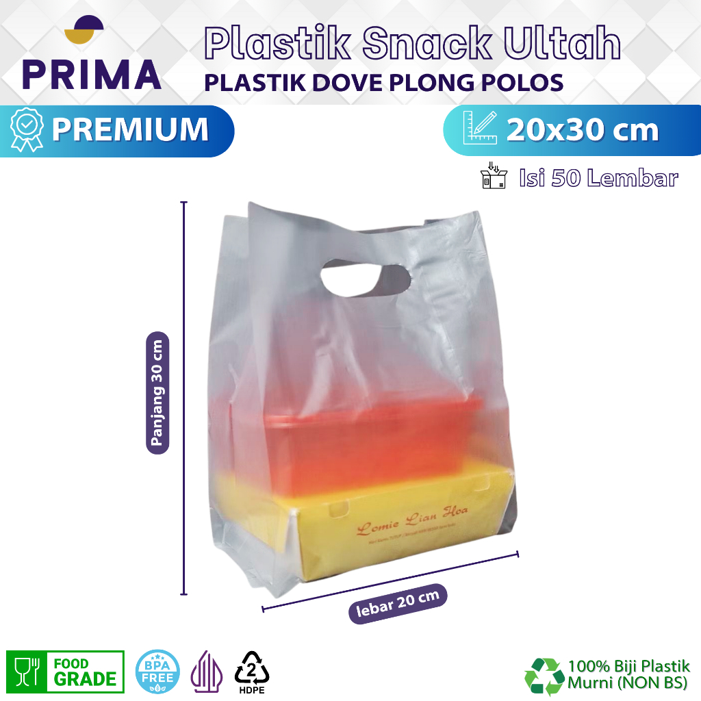 Ecer Kantong Plastik Dove 20x30 cm Plong Polos untuk Bingkisan Box Chicken, Lunch Box Size M, Snack 