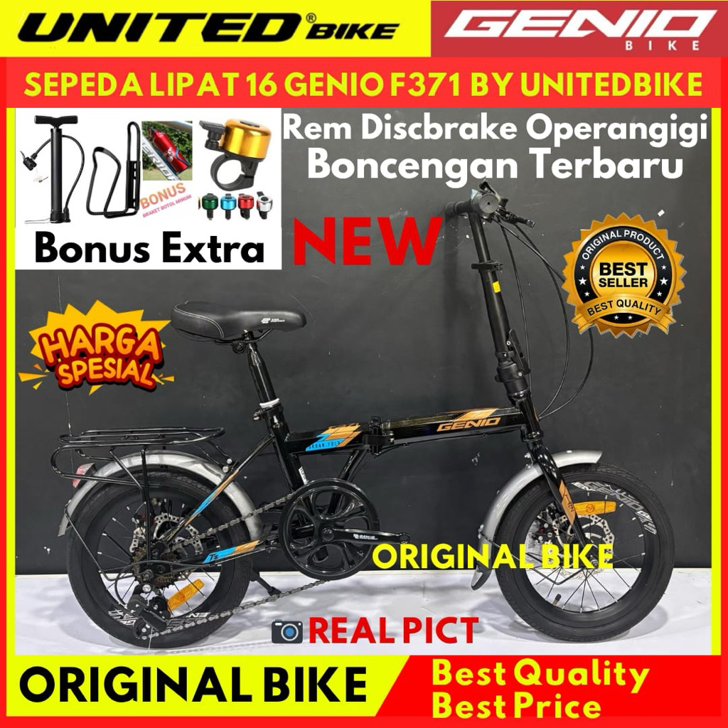 Sepeda Lipat 16 Genio F271 F371 Terbaru Free Gift Terbaru