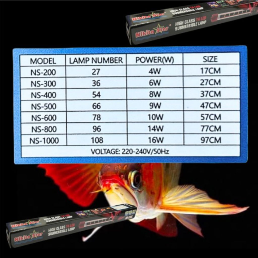 LAMPU NIKITA STAR NS 200 / 300 / 400 / 500 / 600 LED AQUARIUM HIGH CLASS T4 3LED SUMBERSIBLE LAMP