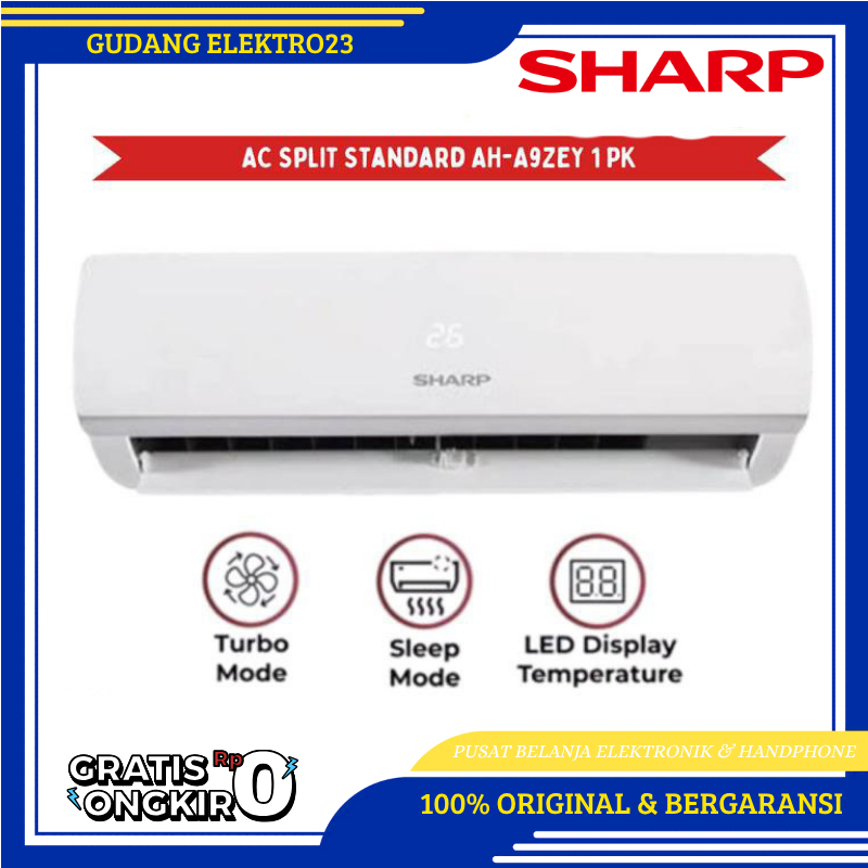 AC SHARP 1 PK AH-A9ZEY / 9ZEY 765W GOLD FIN EVAPORATOR + TURBO COOLING GARANSI RESMI