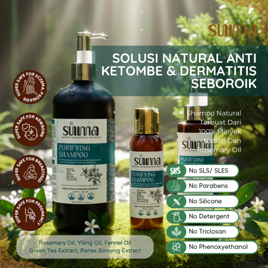 Suma Natural Shampoo - Purifying | Anti Ketombe, Lepek & Dermatitis Seboroik